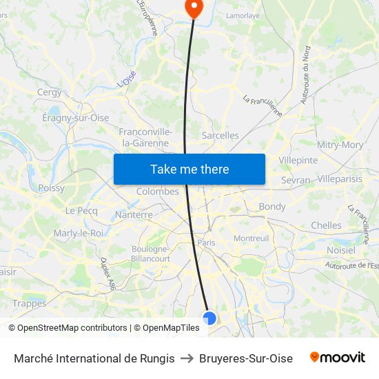 Marché International de Rungis to Bruyeres-Sur-Oise map