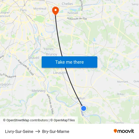 Livry-Sur-Seine to Bry-Sur-Marne map