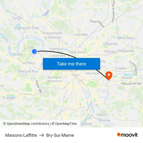 Maisons-Laffitte to Bry-Sur-Marne map