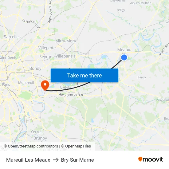Mareuil-Les-Meaux to Bry-Sur-Marne map
