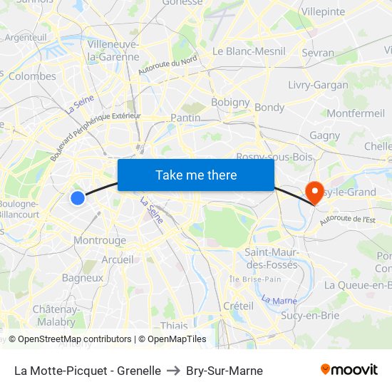 La Motte-Picquet - Grenelle to Bry-Sur-Marne map