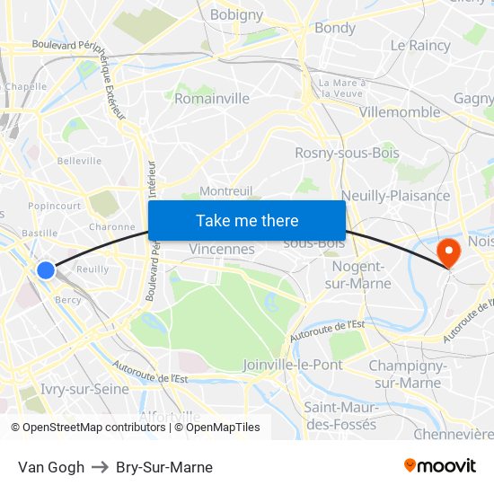 Van Gogh to Bry-Sur-Marne map