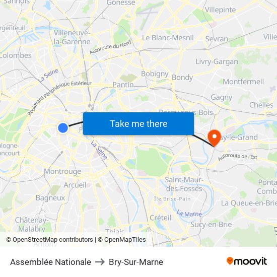 Assemblée Nationale to Bry-Sur-Marne map