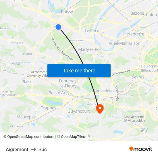 Aigremont to Buc map