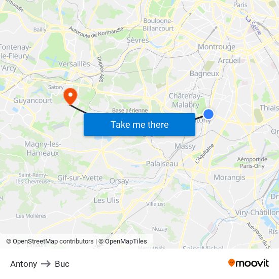 Antony to Buc map