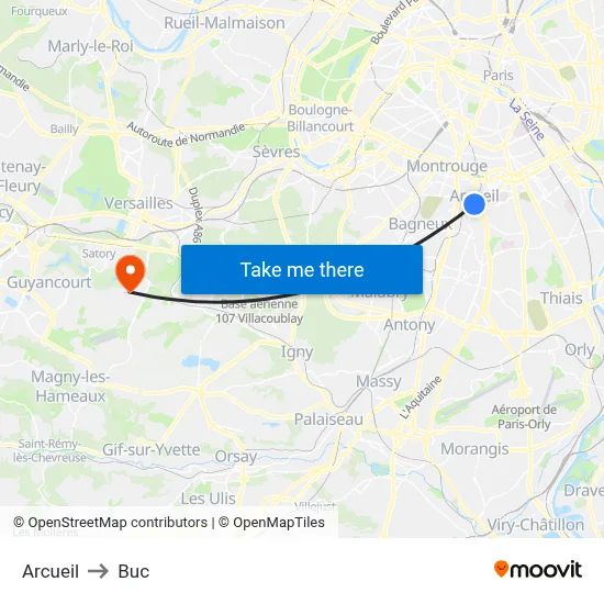 Arcueil to Buc map
