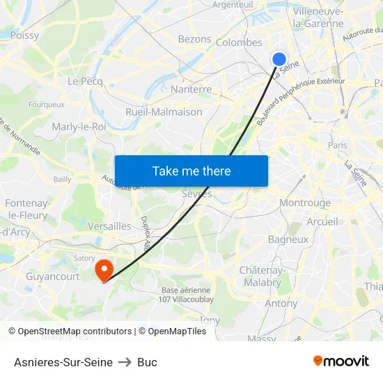Asnieres-Sur-Seine to Buc map
