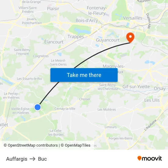 Auffargis to Buc map