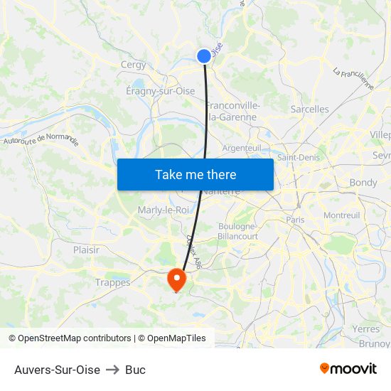 Auvers-Sur-Oise to Buc map
