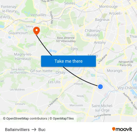 Ballainvilliers to Buc map
