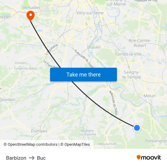 Barbizon to Buc map