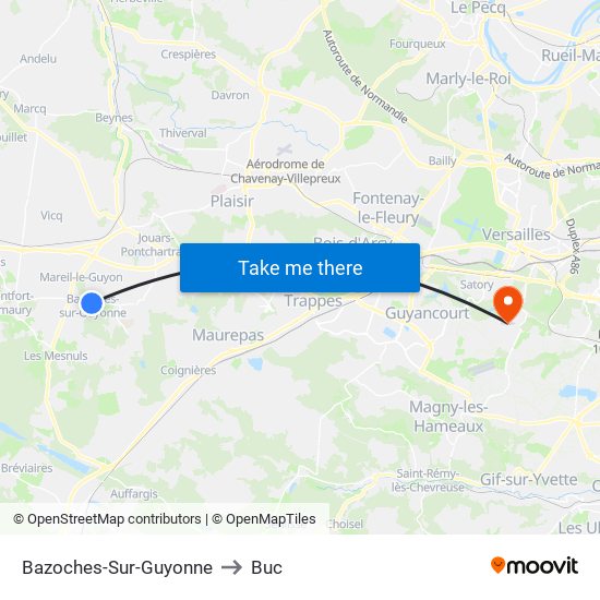 Bazoches-Sur-Guyonne to Buc map