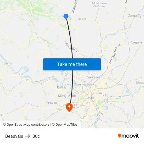 Beauvais to Buc map