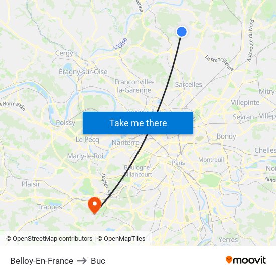 Belloy-En-France to Buc map