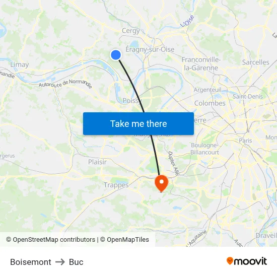 Boisemont to Buc map