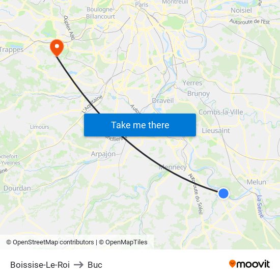 Boissise-Le-Roi to Buc map