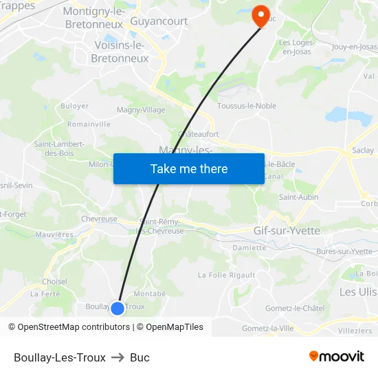 Boullay-Les-Troux to Buc map