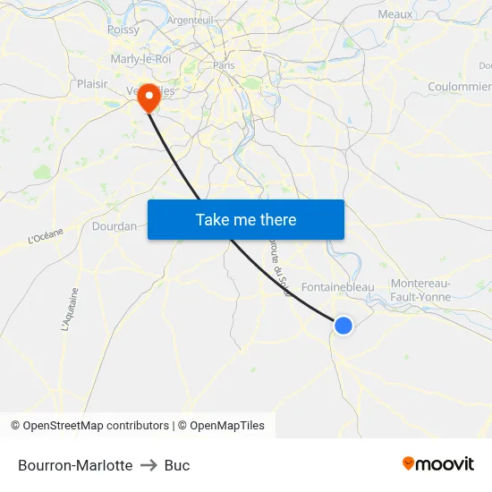 Bourron-Marlotte to Buc map