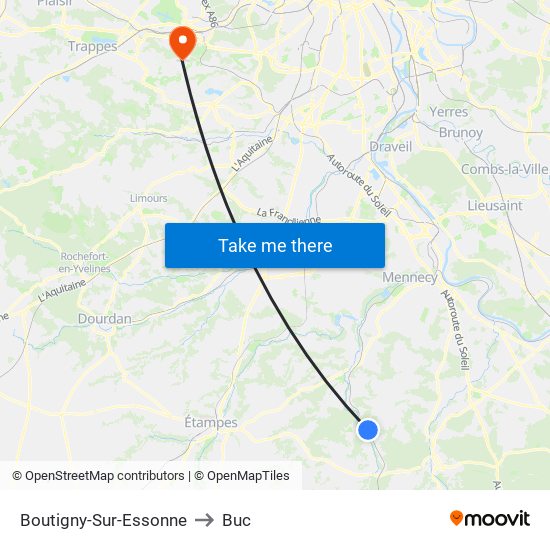 Boutigny-Sur-Essonne to Buc map