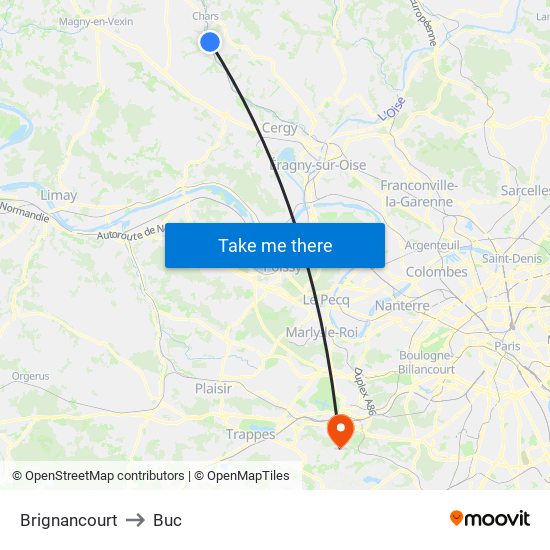 Brignancourt to Buc map