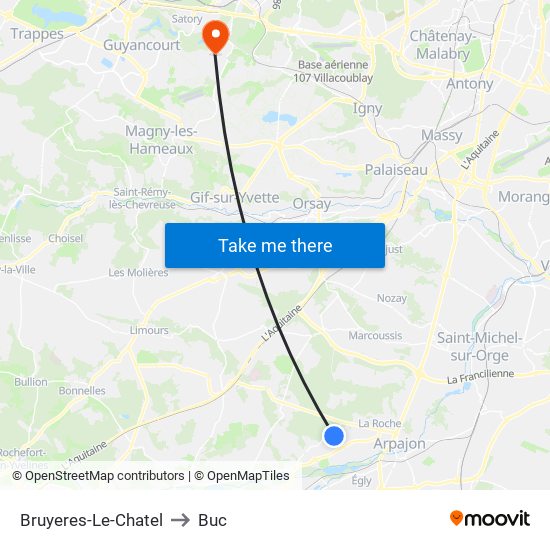 Bruyeres-Le-Chatel to Buc map