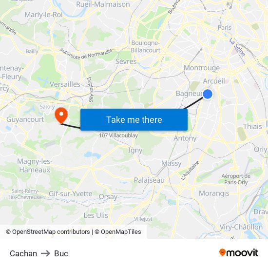 Cachan to Buc map