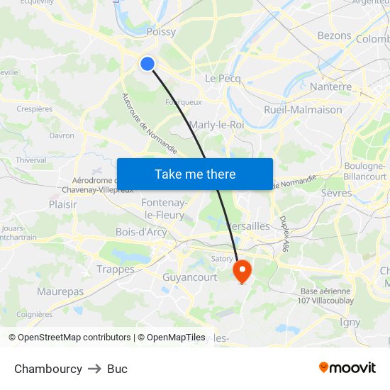 Chambourcy to Buc map