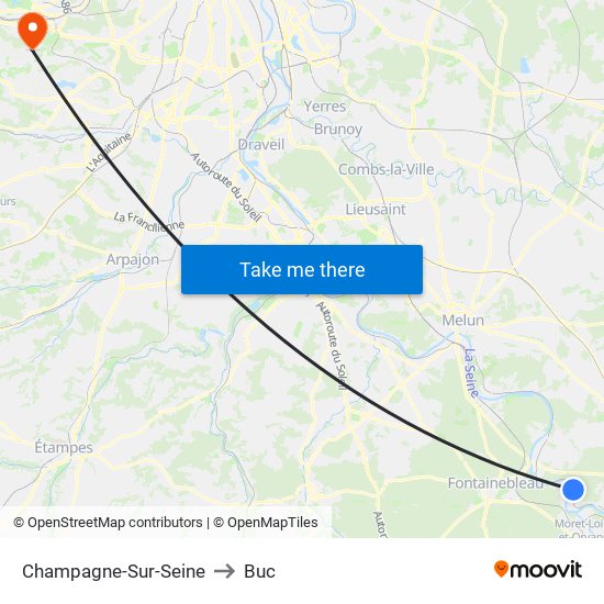 Champagne-Sur-Seine to Buc map