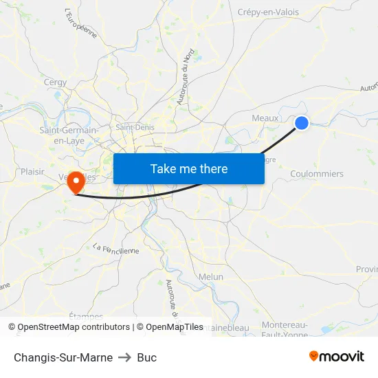 Changis-Sur-Marne to Buc map