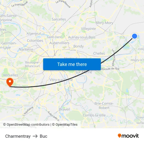 Charmentray to Buc map