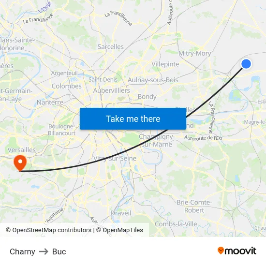 Charny to Buc map