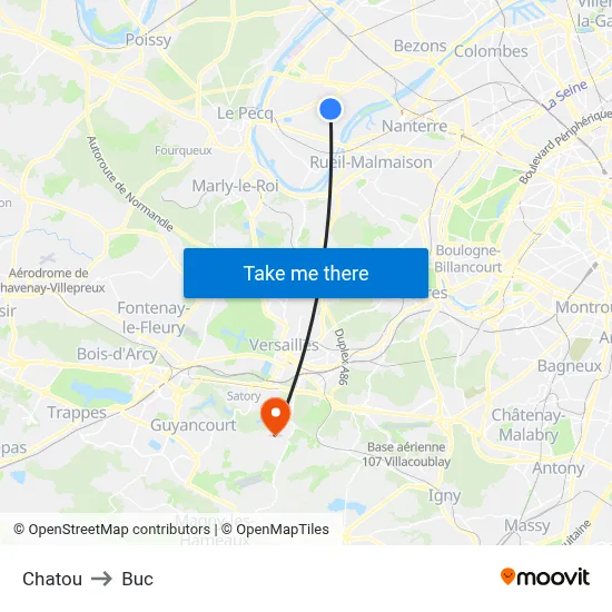 Chatou to Buc map