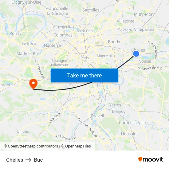 Chelles to Buc map