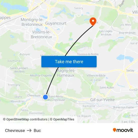 Chevreuse to Buc map