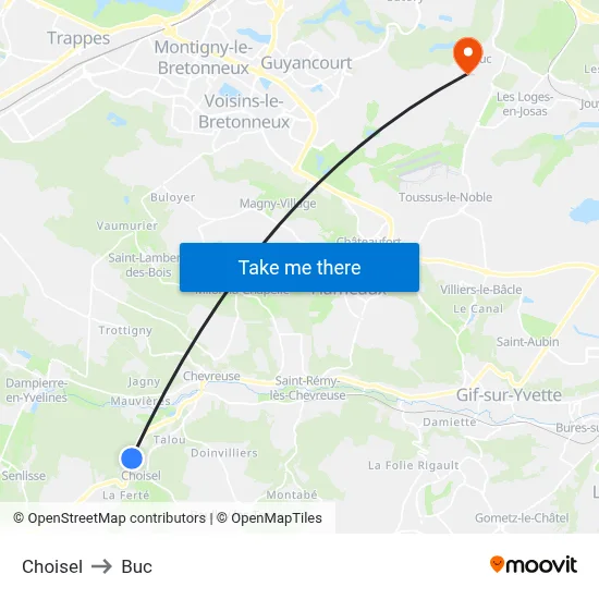 Choisel to Buc map