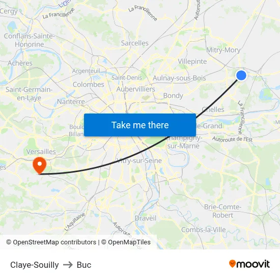 Claye-Souilly to Buc map