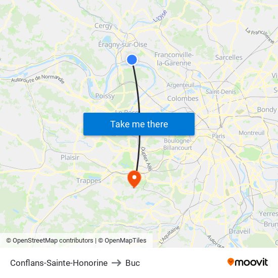 Conflans-Sainte-Honorine to Buc map
