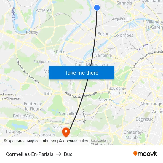 Cormeilles-En-Parisis to Buc map