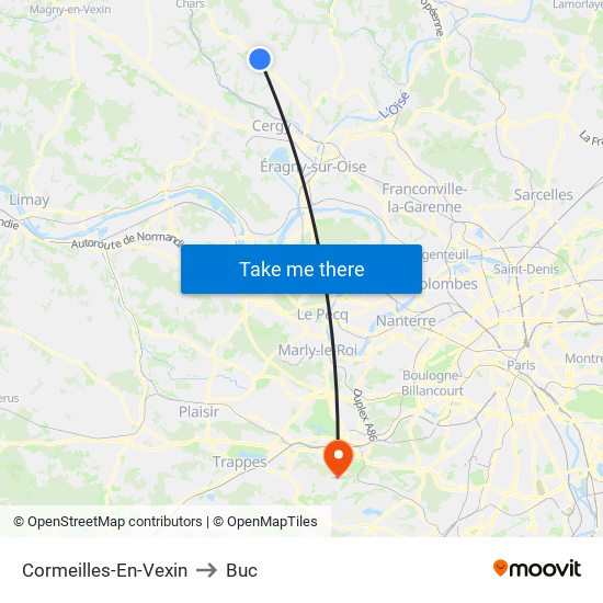 Cormeilles-En-Vexin to Buc map