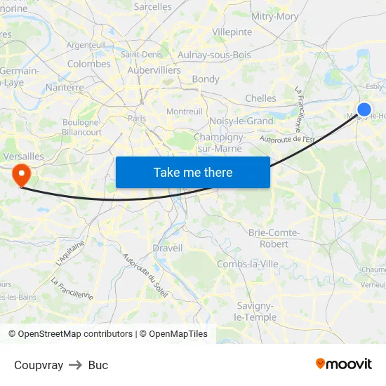 Coupvray to Buc map