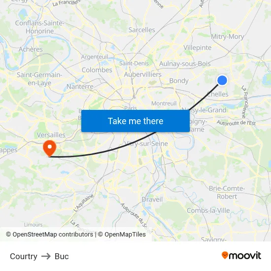 Courtry to Buc map