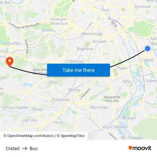 Creteil to Buc map