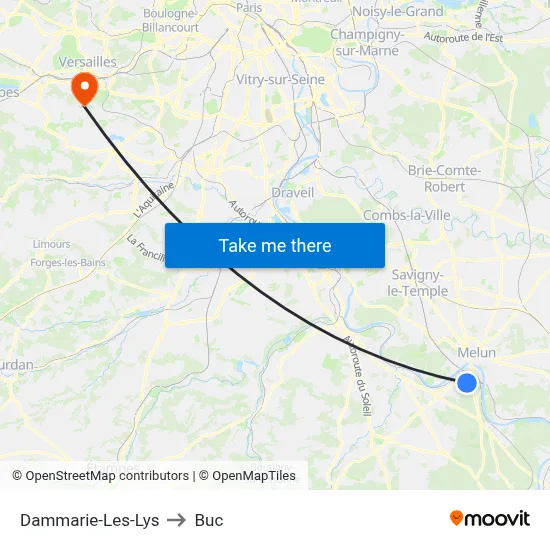 Dammarie-Les-Lys to Buc map