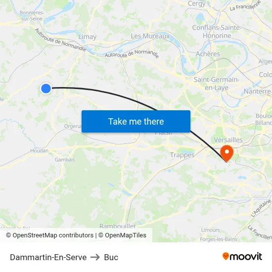 Dammartin-En-Serve to Buc map