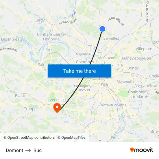 Domont to Buc map