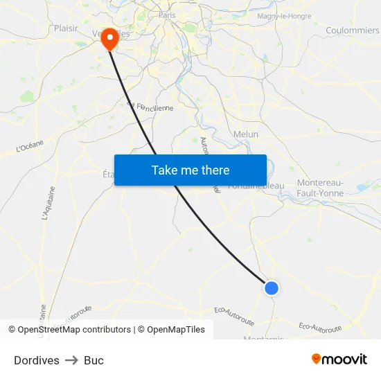 Dordives to Buc map