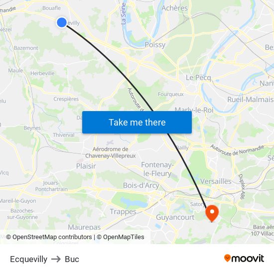 Ecquevilly to Buc map