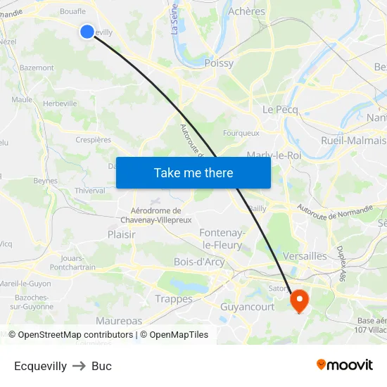 Ecquevilly to Buc map