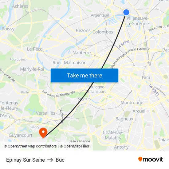 Epinay-Sur-Seine to Buc map