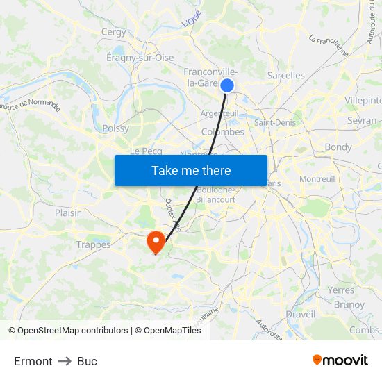 Ermont to Buc map